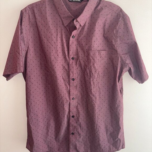 Travis Mathew Tidbits Button Down Heather Tawny Port size Large Short Sleeve - Picture 4 of 13